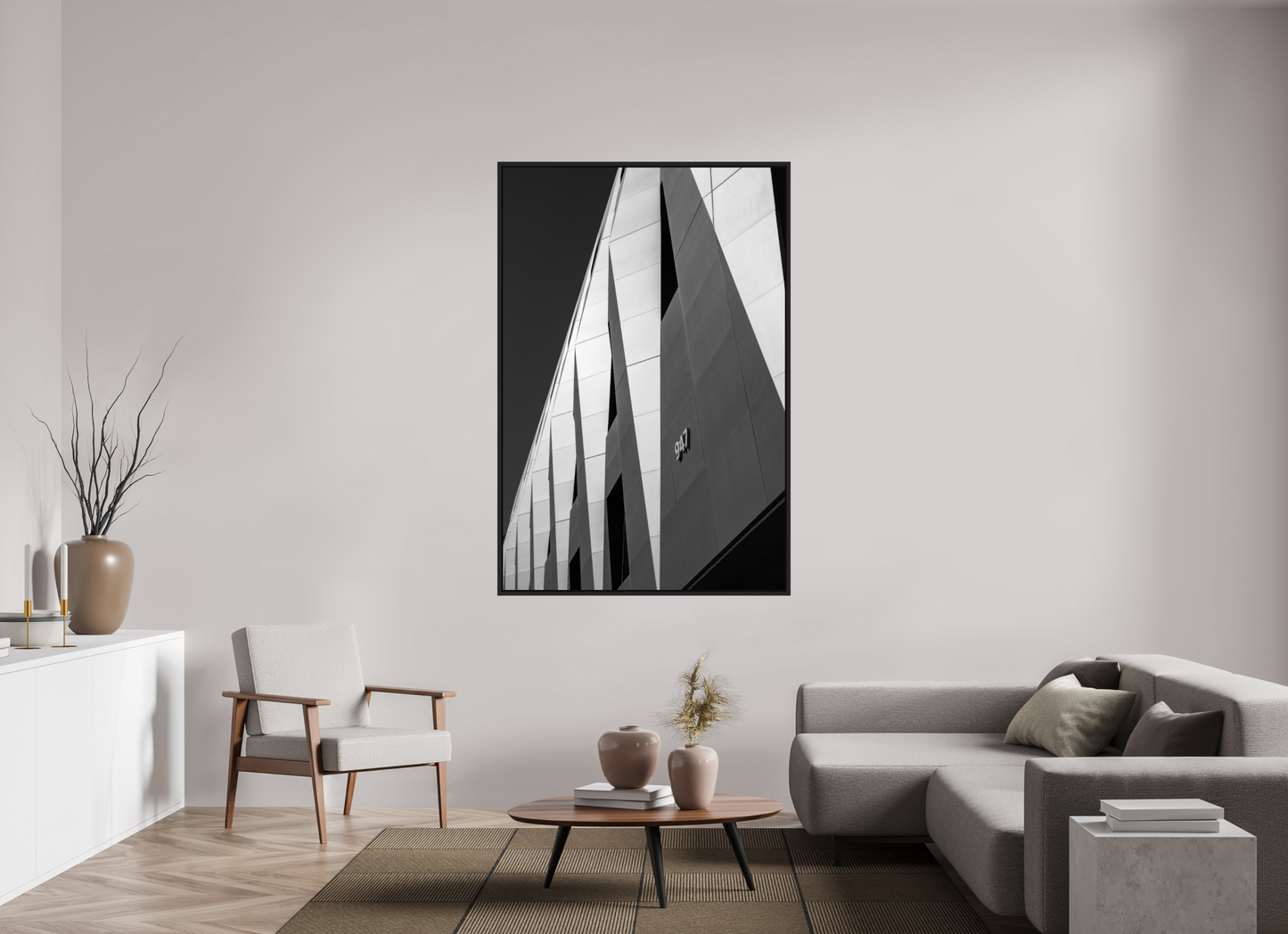 44 x 66″, B&W Paper Triangles
