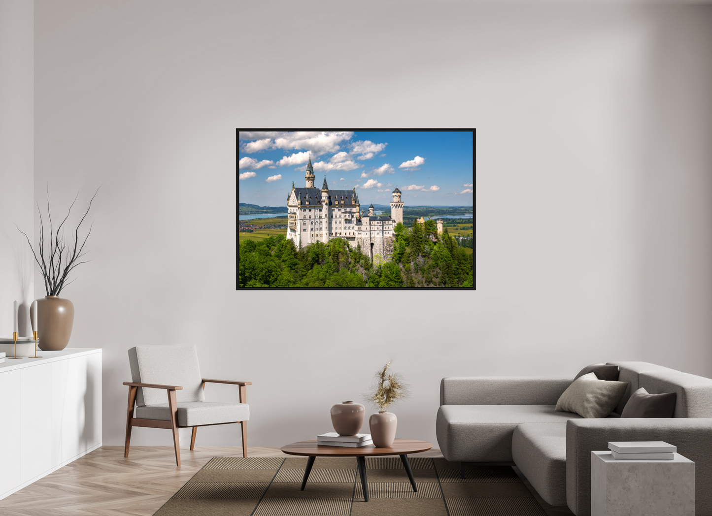 66 x 44″, Floater Frame Neuschwanstein Castle