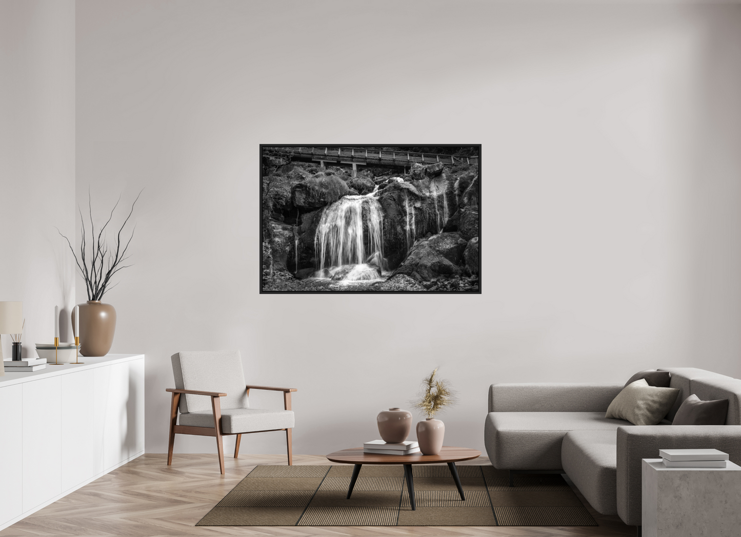 60 x 40″, B&W Paper Triberg Falls