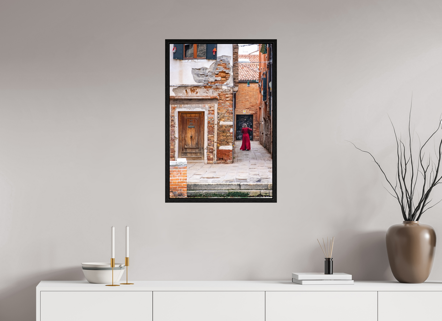 20 x 30″, Floater Frame Lady In Red