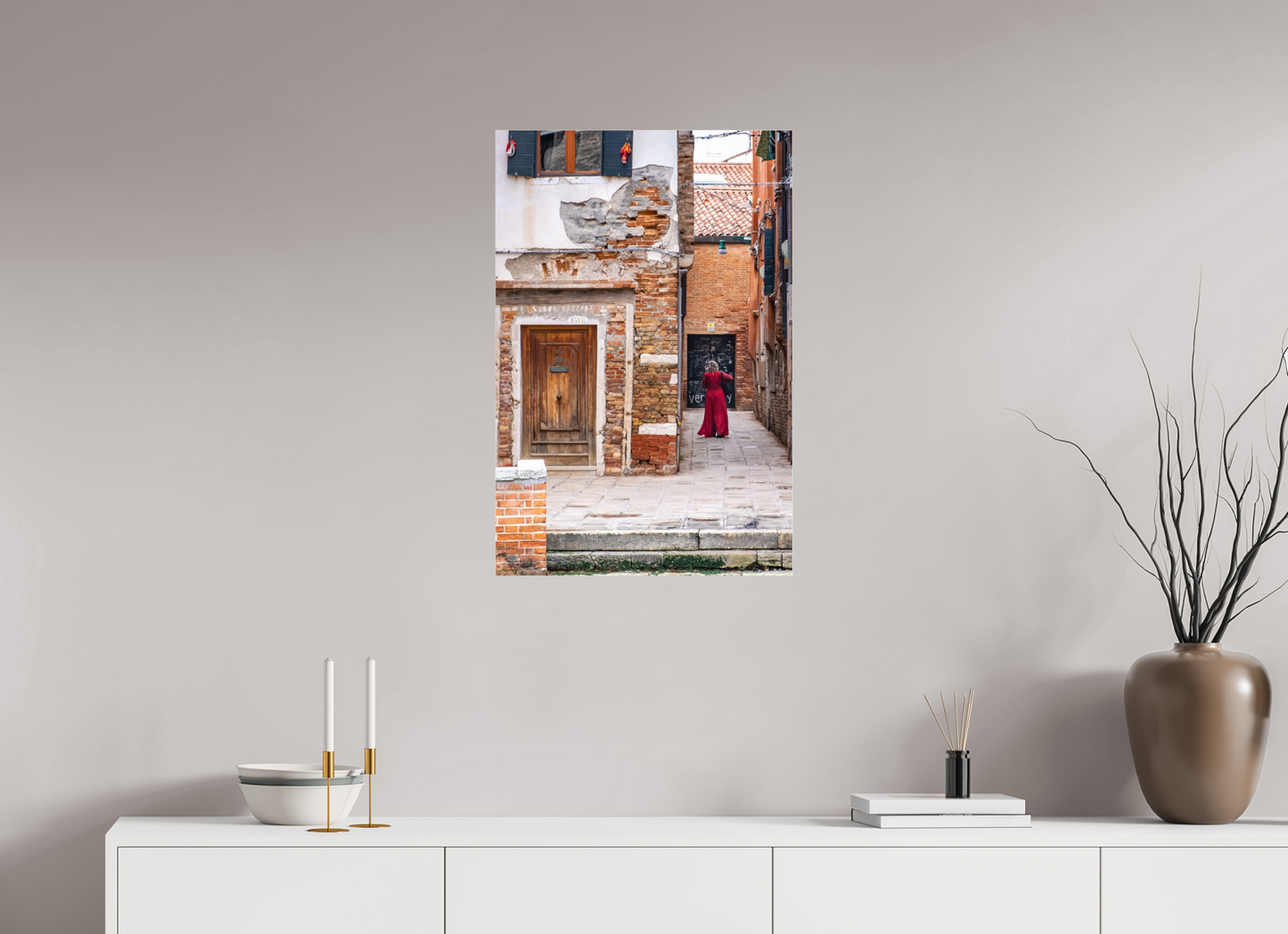 20 x 30″, Photo Print Under Acrylic Glass Lady In Red