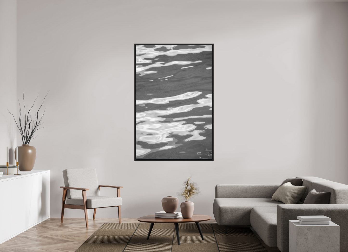 44 x 66″, B&W Paper Wavy Water