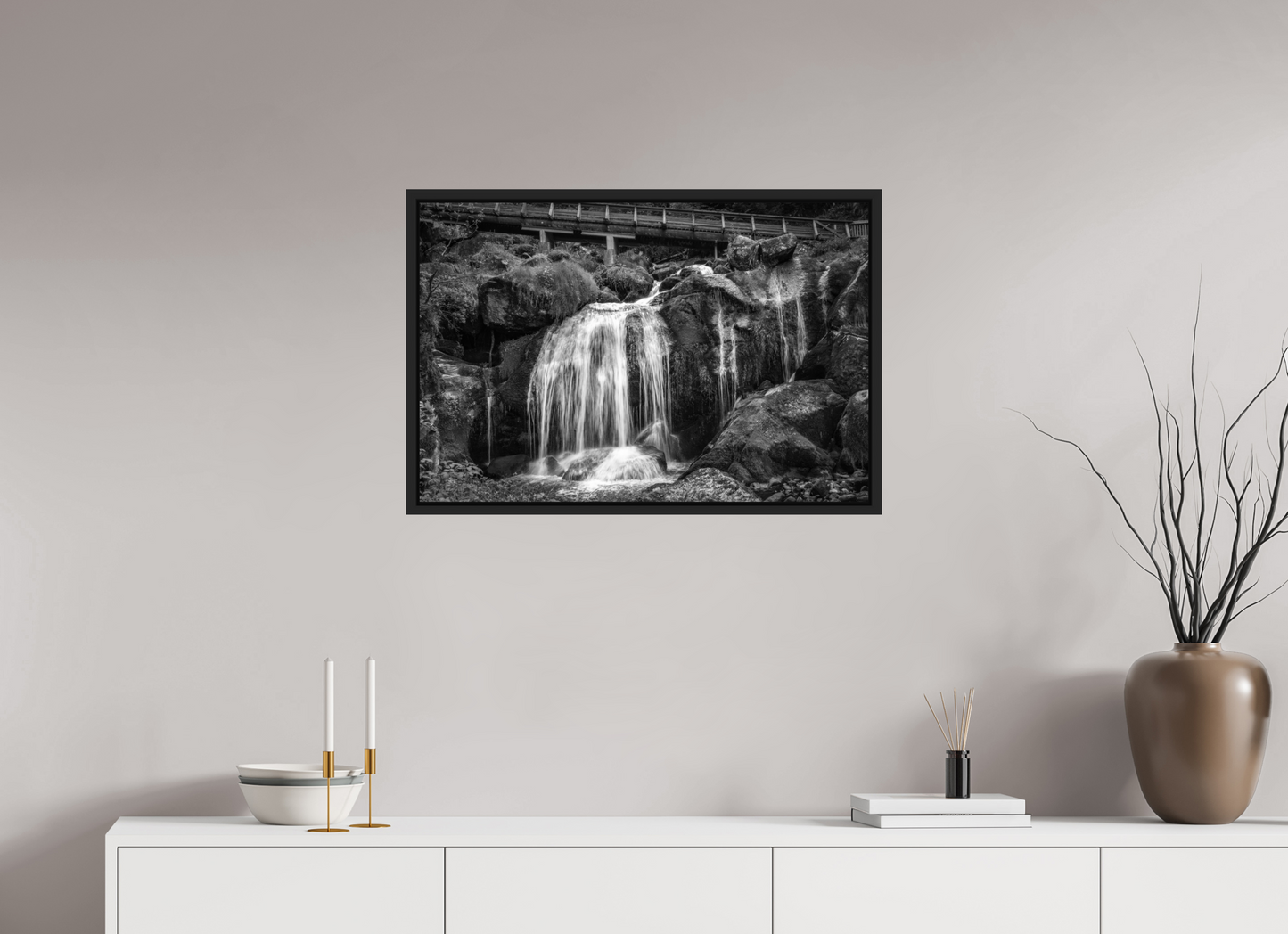 30 x 20″, B&W Paper Triberg Falls