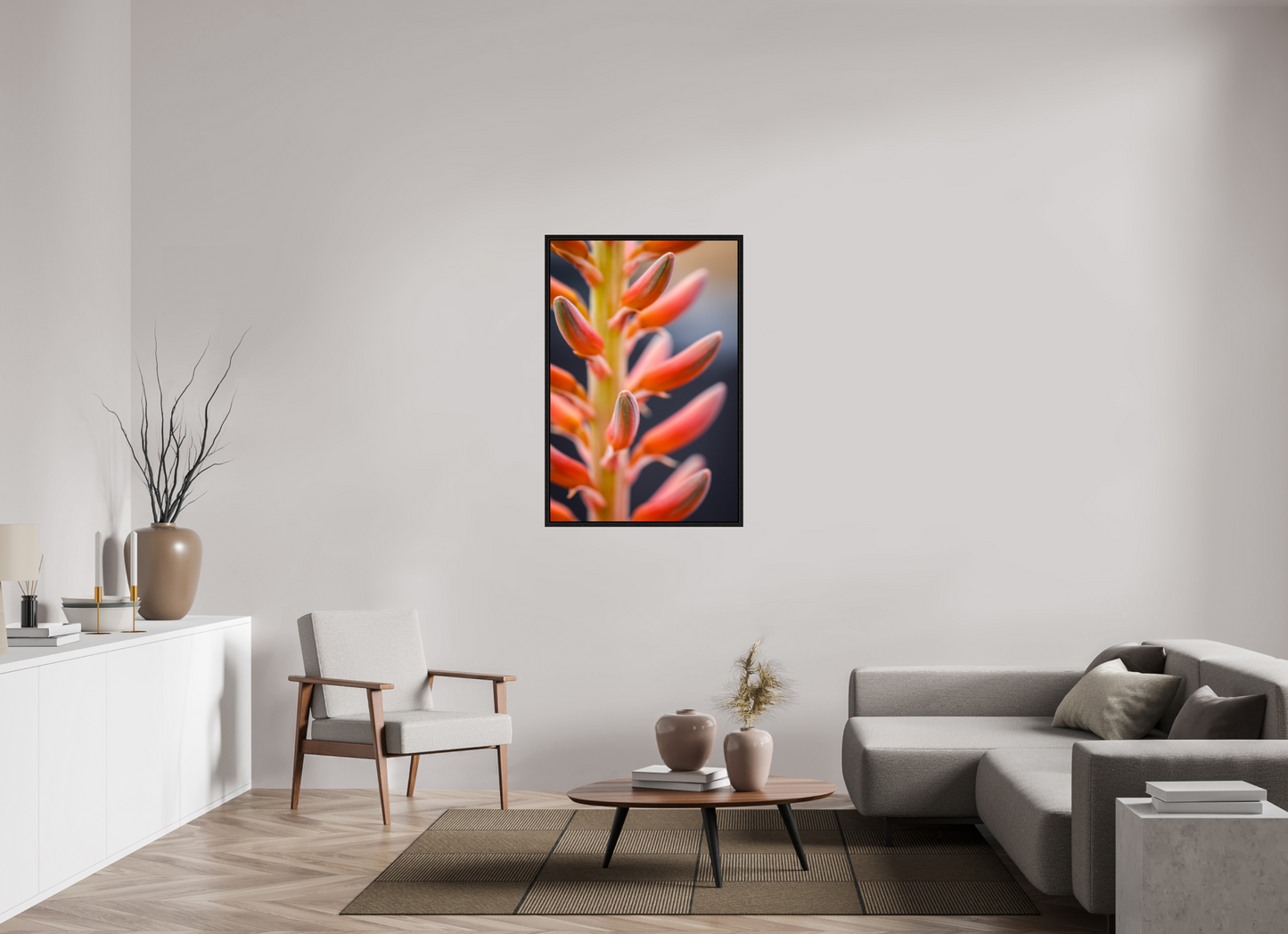 30 x 45″, Floater Frame Red Buds