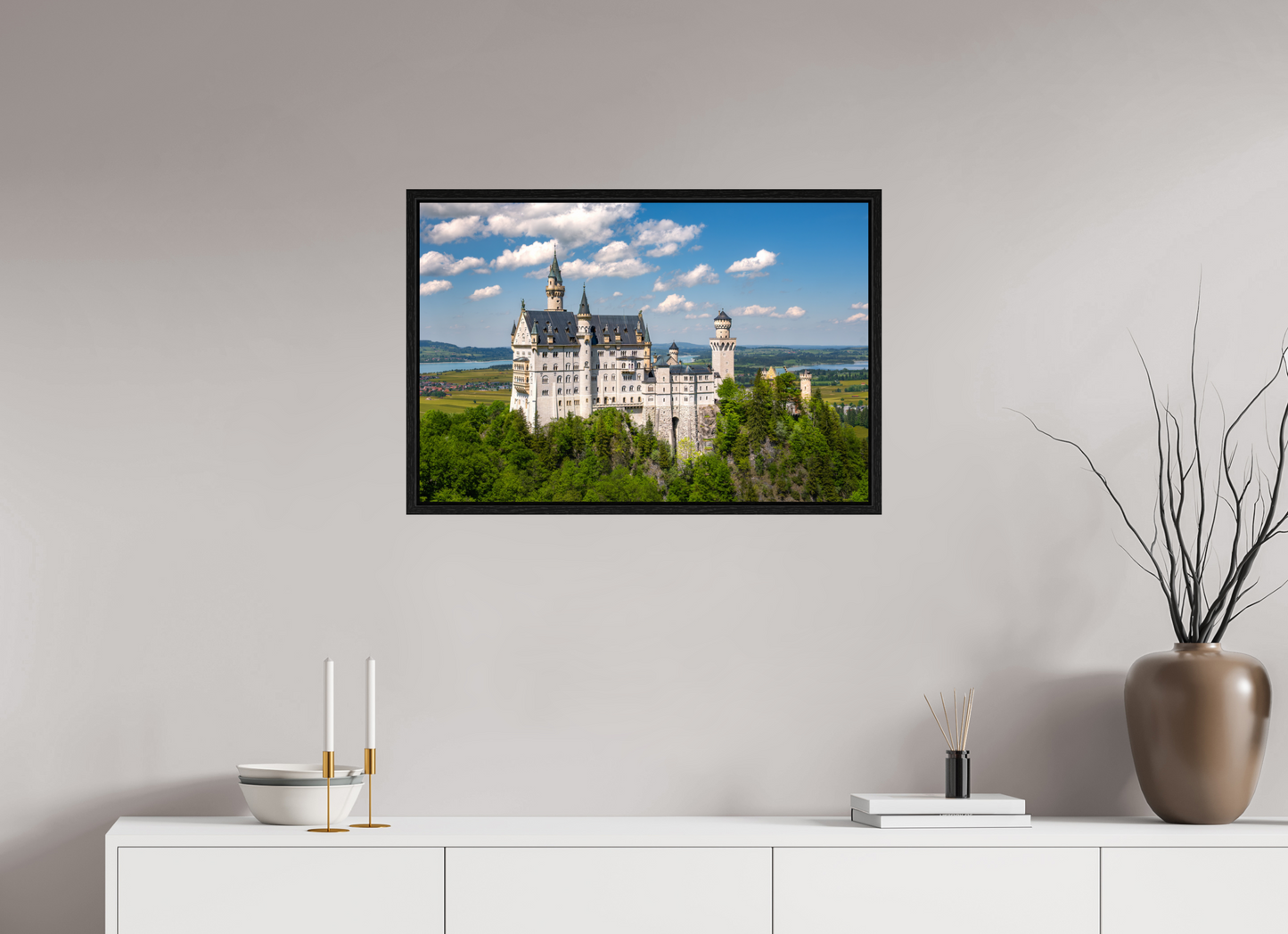 30 x 20″, Floater Frame Neuschwanstein Castle