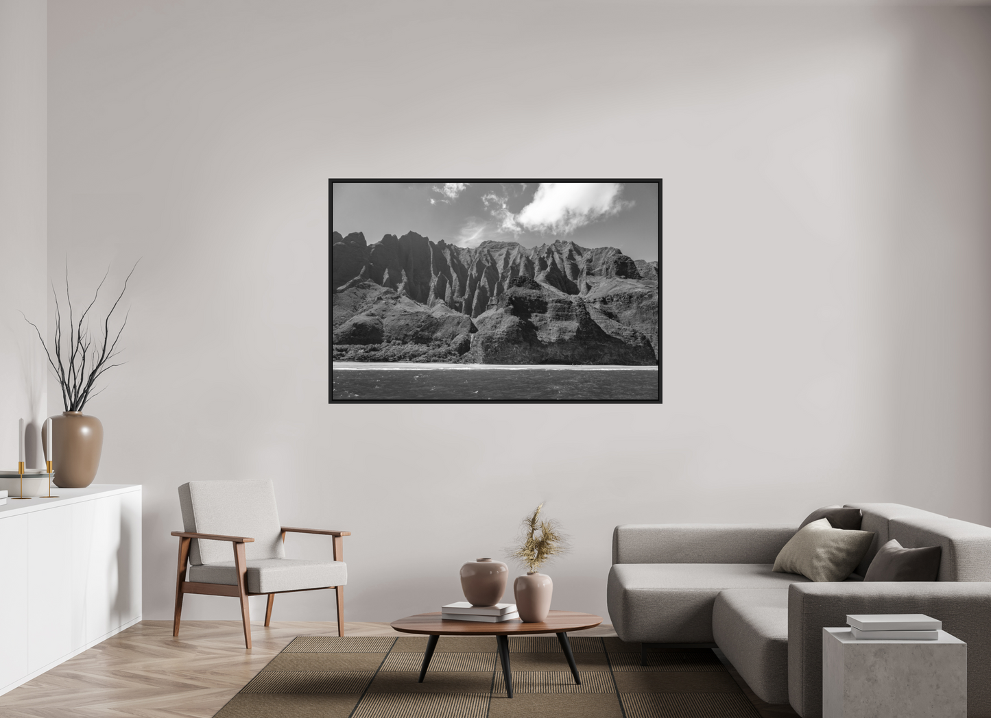 66 x 44″, B&W Paper Napali Coast