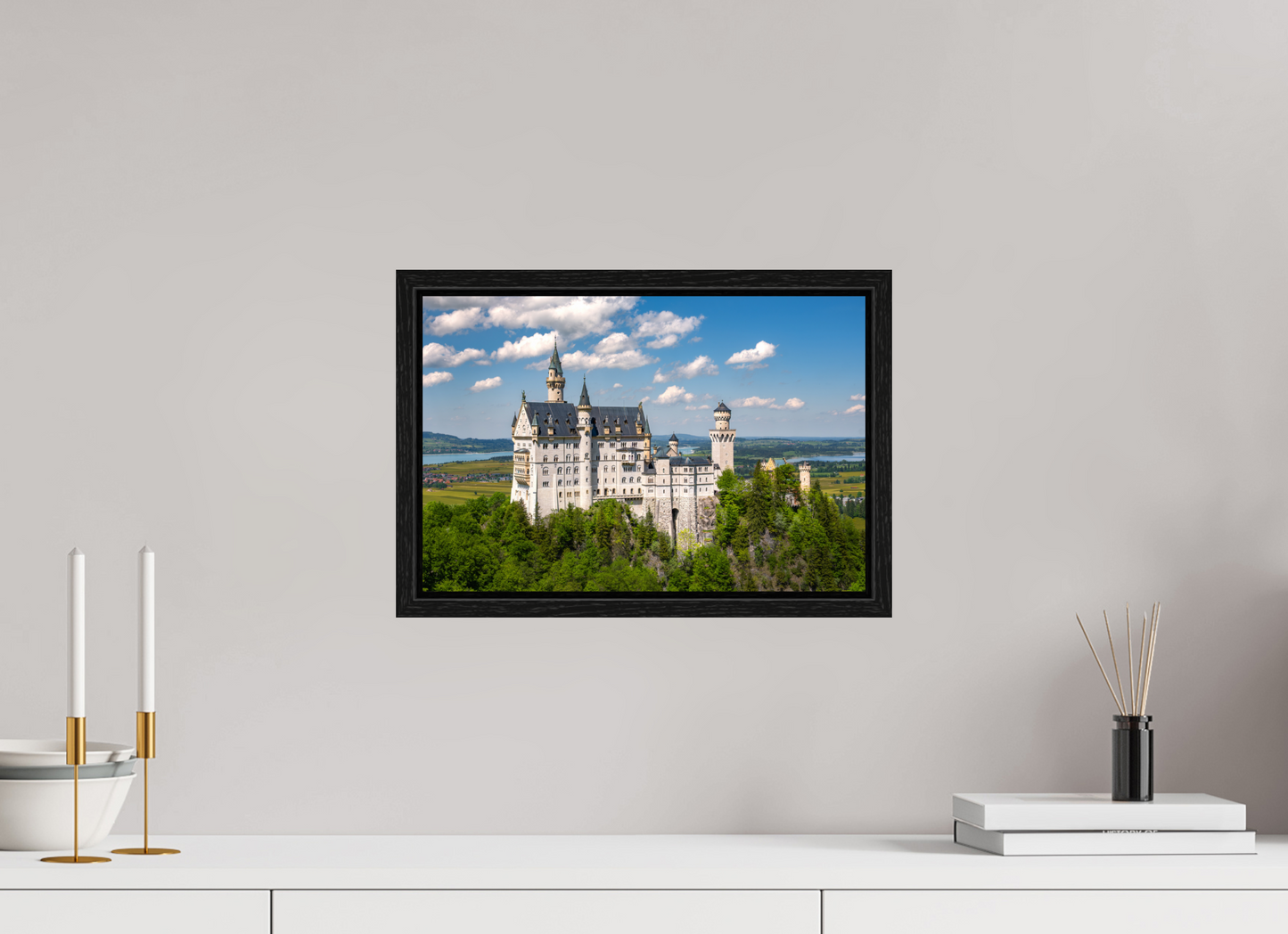 15 x 10″, Floater Frame Neuschwanstein Castle