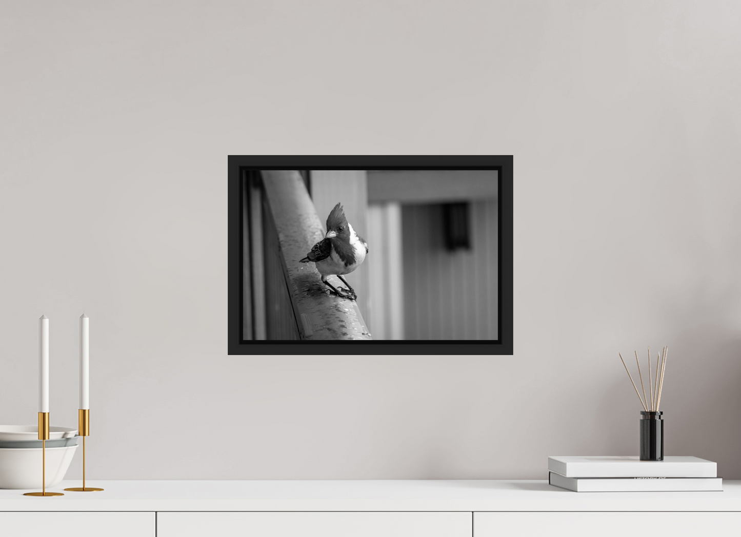 15 x 10″, B&W Paper Red Crested Cardinal