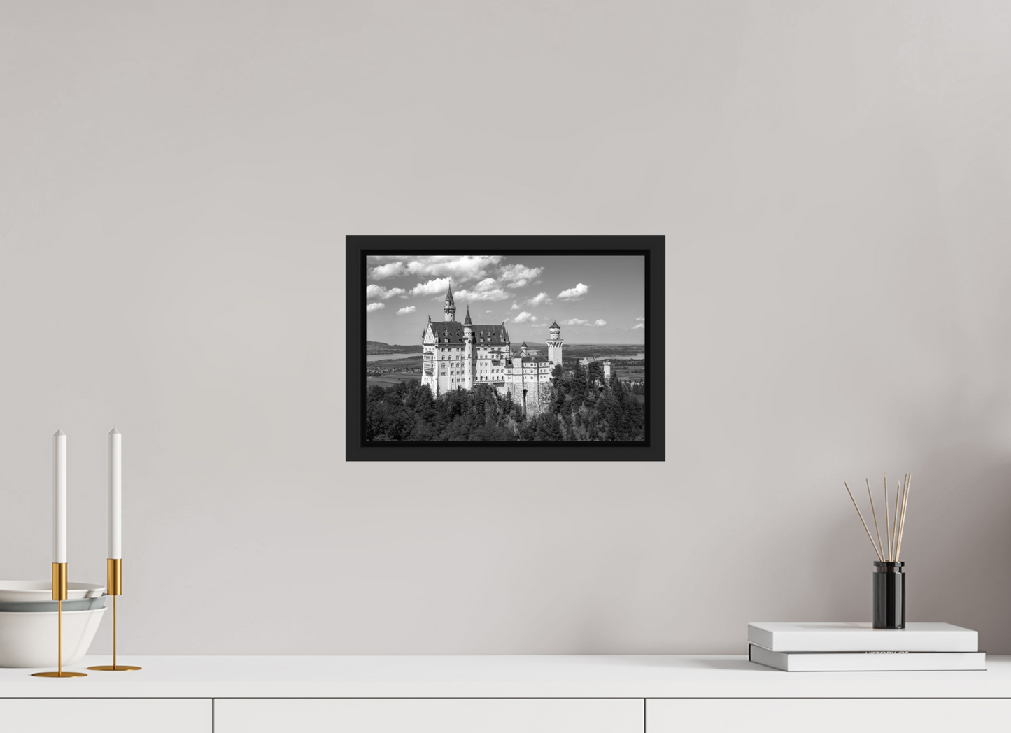 12 x 8″, B&W Paper Neuschwanstein Castle