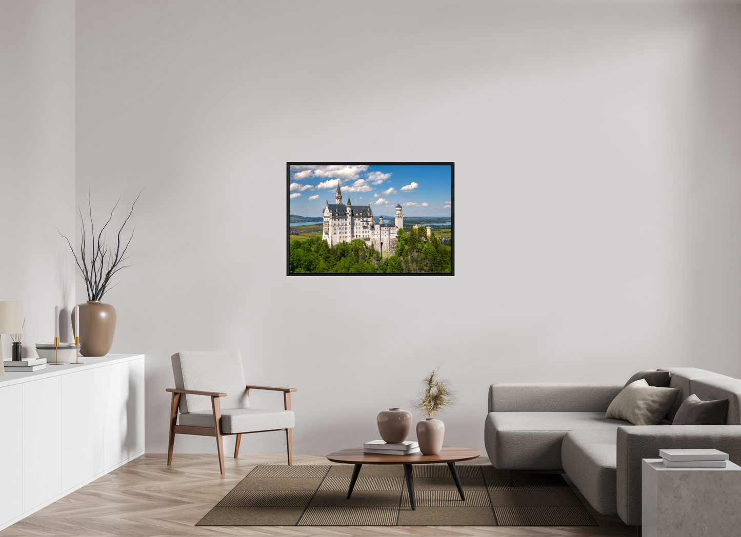 45 x 30″, Floater Frame Neuschwanstein Castle