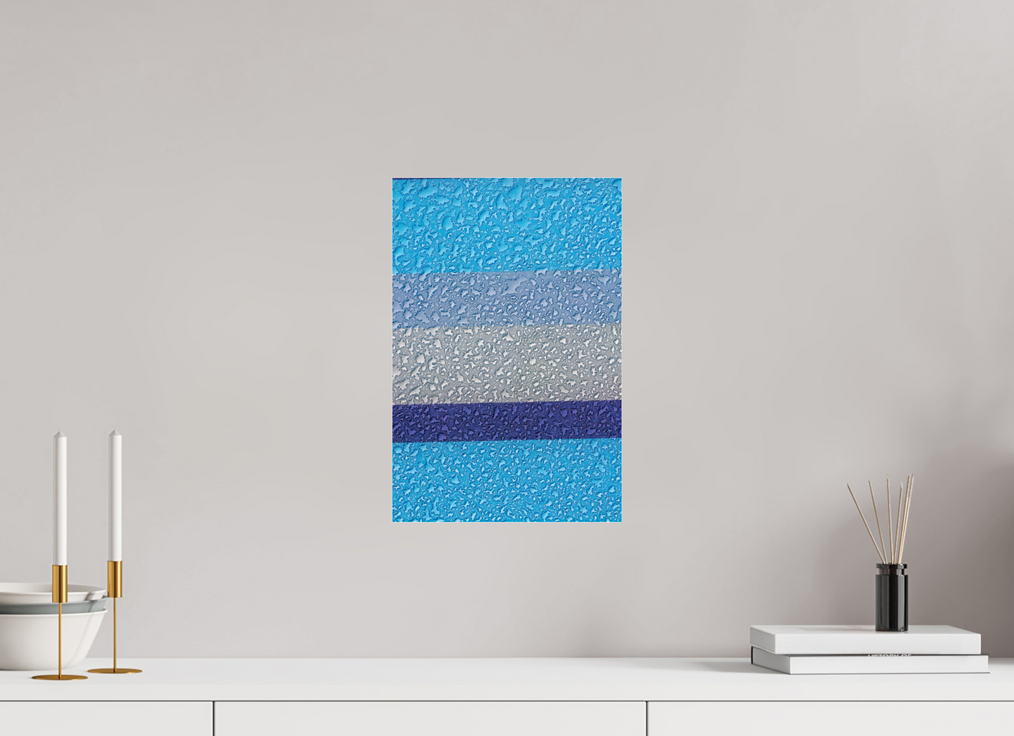 10 x 15″, Photo Print Under Acrylic Glass Drops On Blue