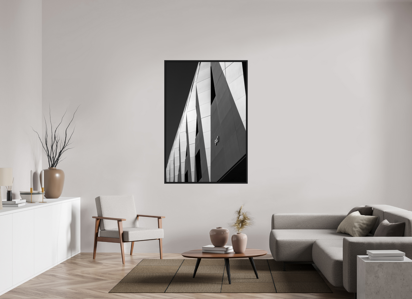 40 x 60″, B&W Paper Triangles