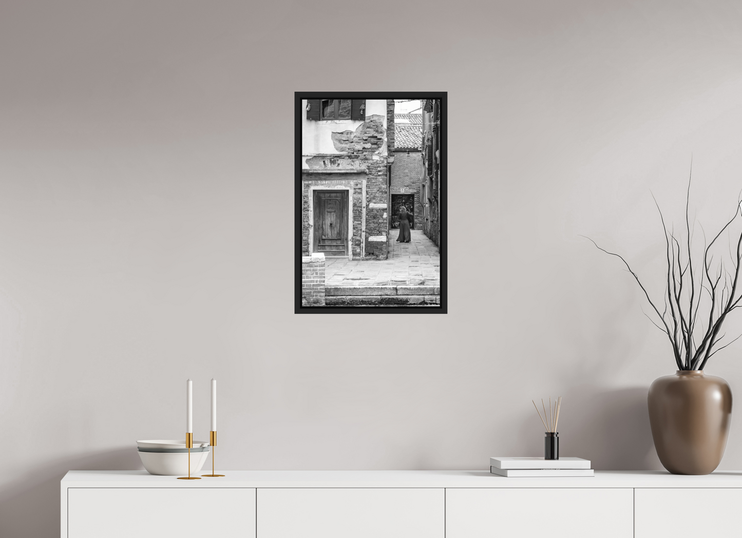 16 x 24″, B&W Paper Lady In Red