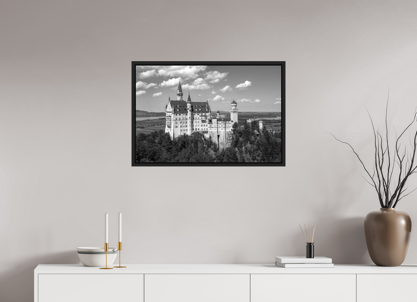 30 x 20″, B&W Paper Neuschwanstein Castle