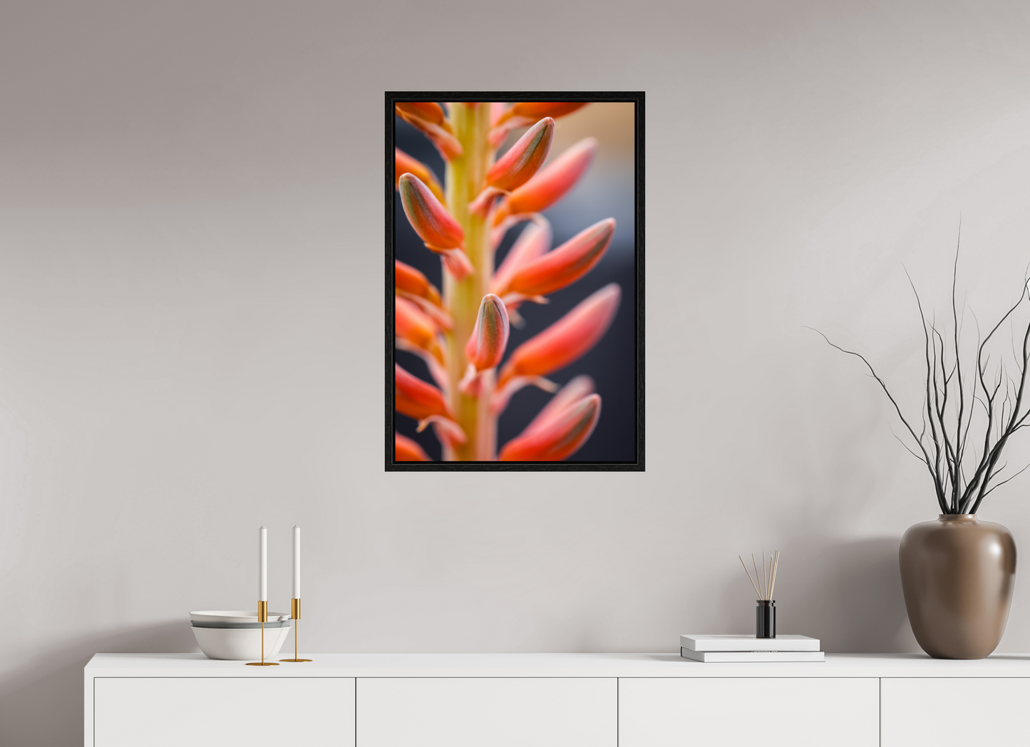 20 x 30″, Floater Frame Red Buds