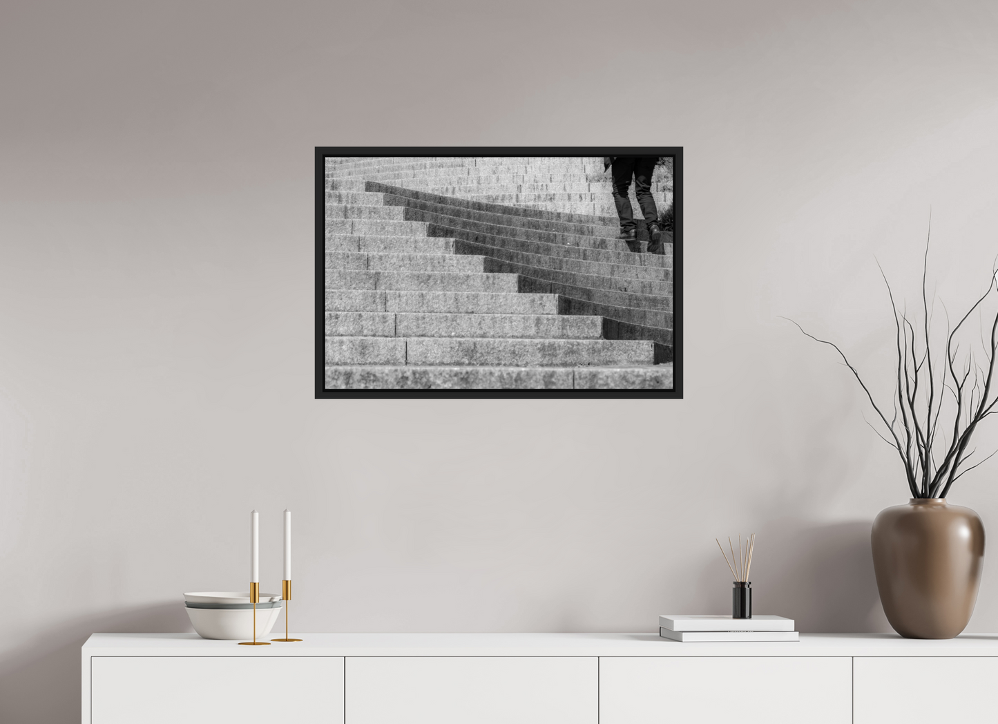 30 x 20″, B&W Paper Steps