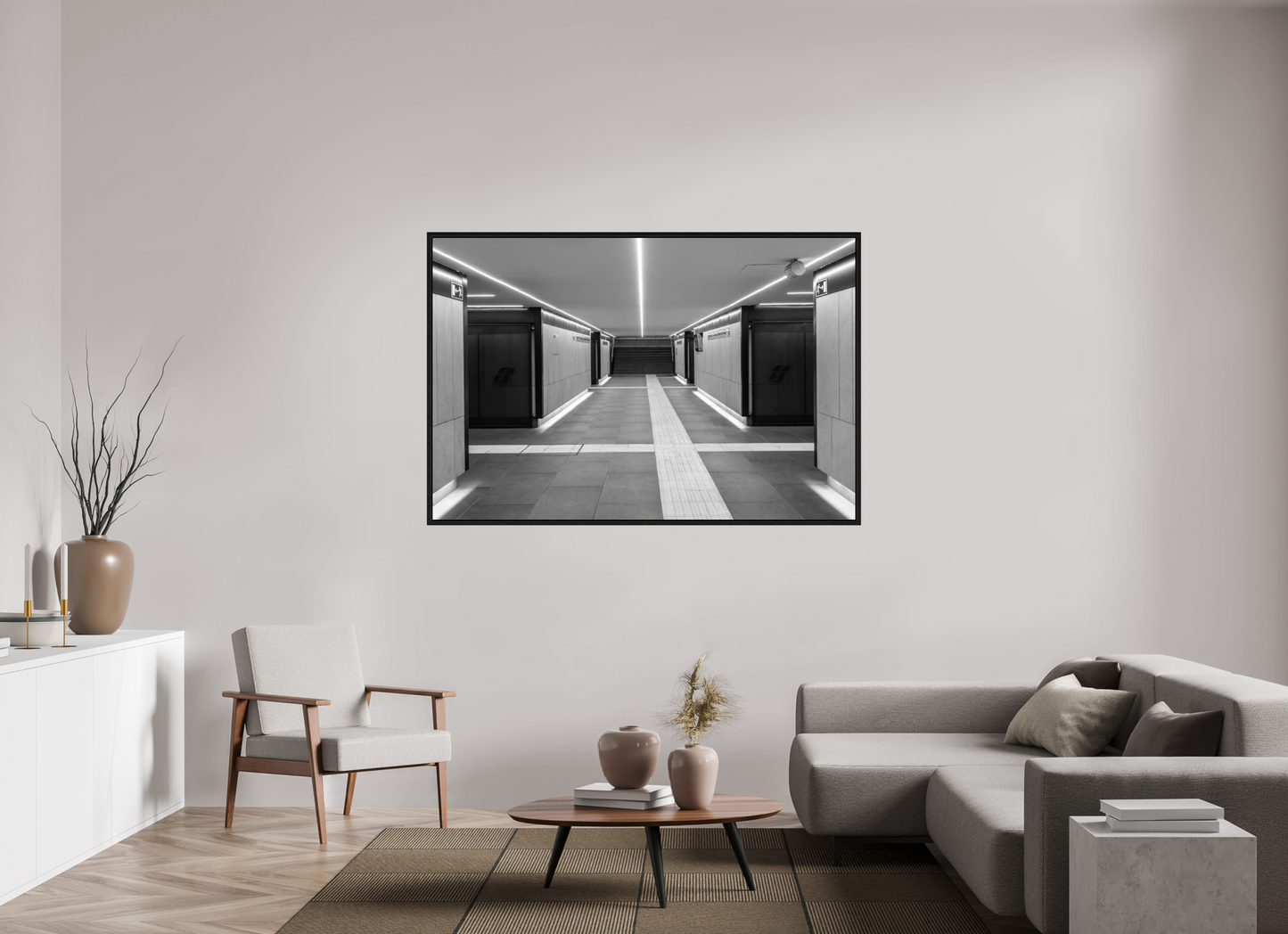 66 x 44″, Floater Frame Linear Station