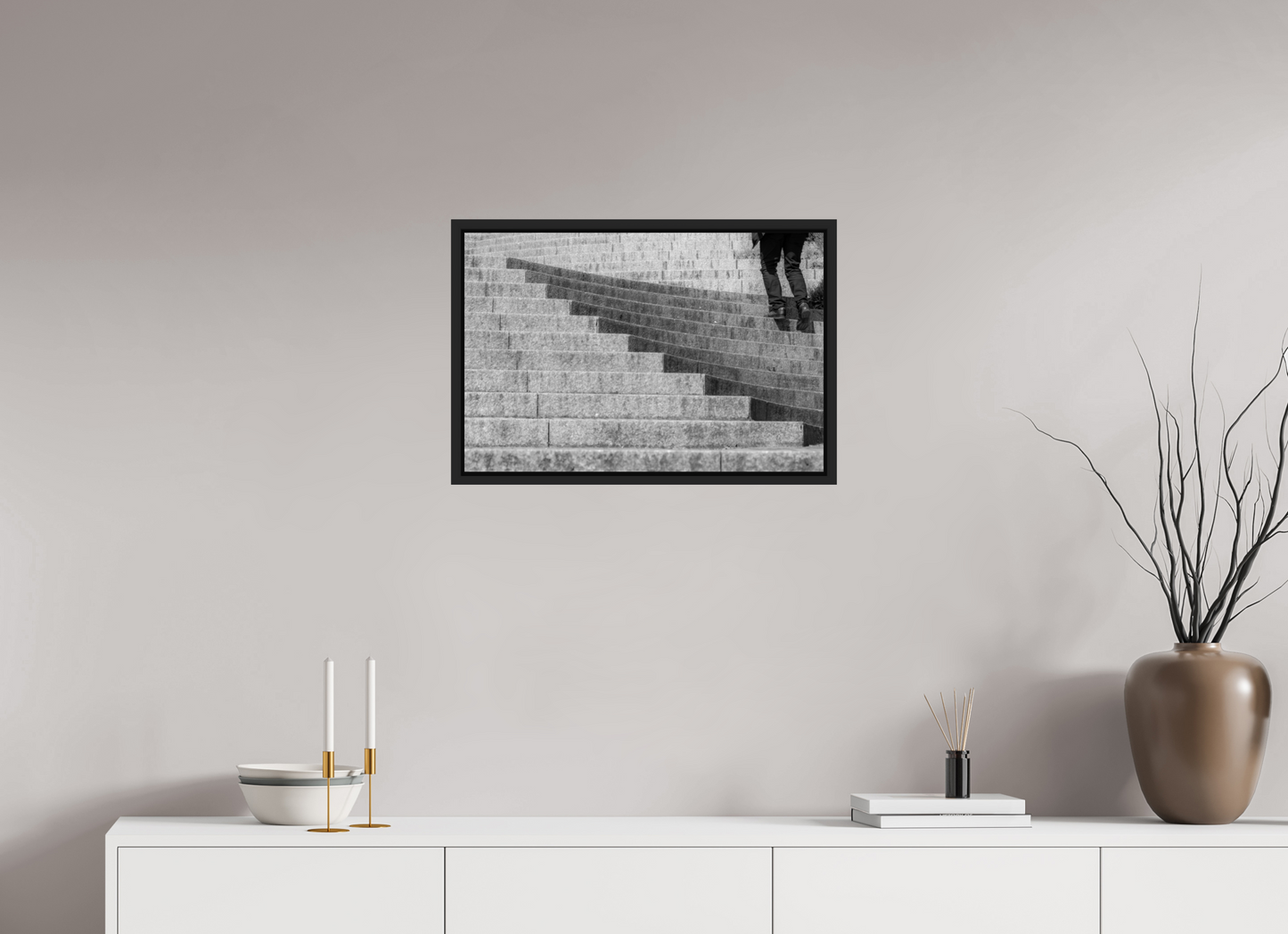 24 x 16″, B&W Paper Steps