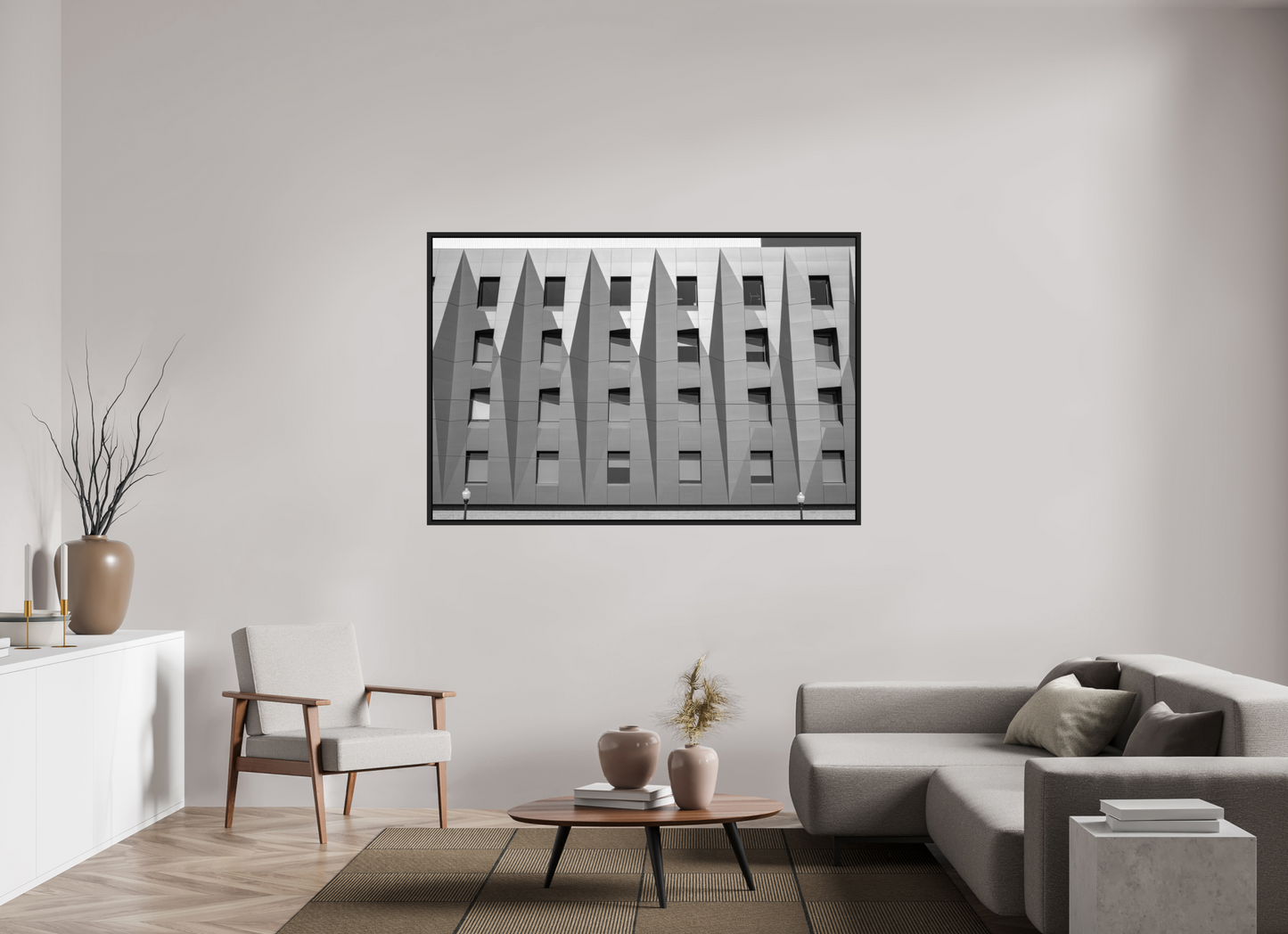 66 x 44″, B&W Paper Windows & Color