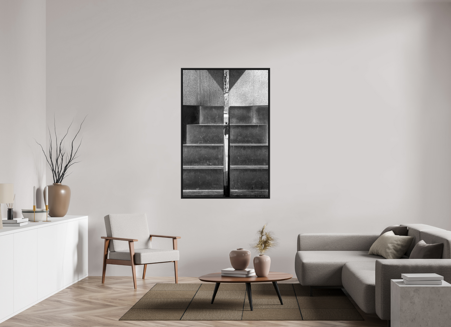 39 x 58″, B&W Paper In Between