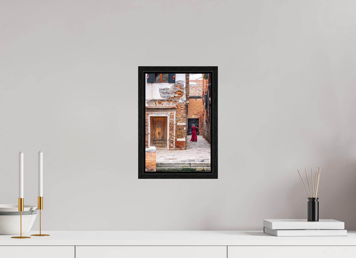 8 x 12″, Floater Frame Lady In Red