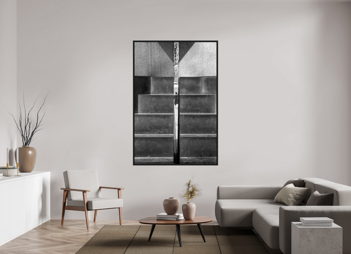 47 x 69.9″, B&W Paper In Between
