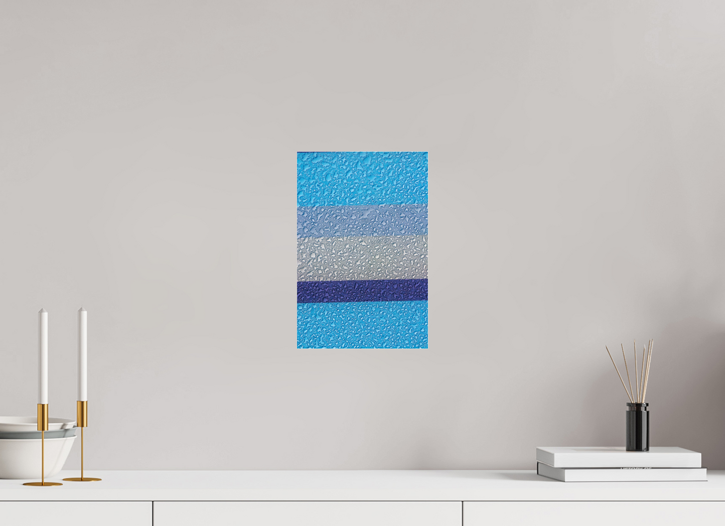 8 x 12″, Photo Print Under Acrylic Glass Drops On Blue