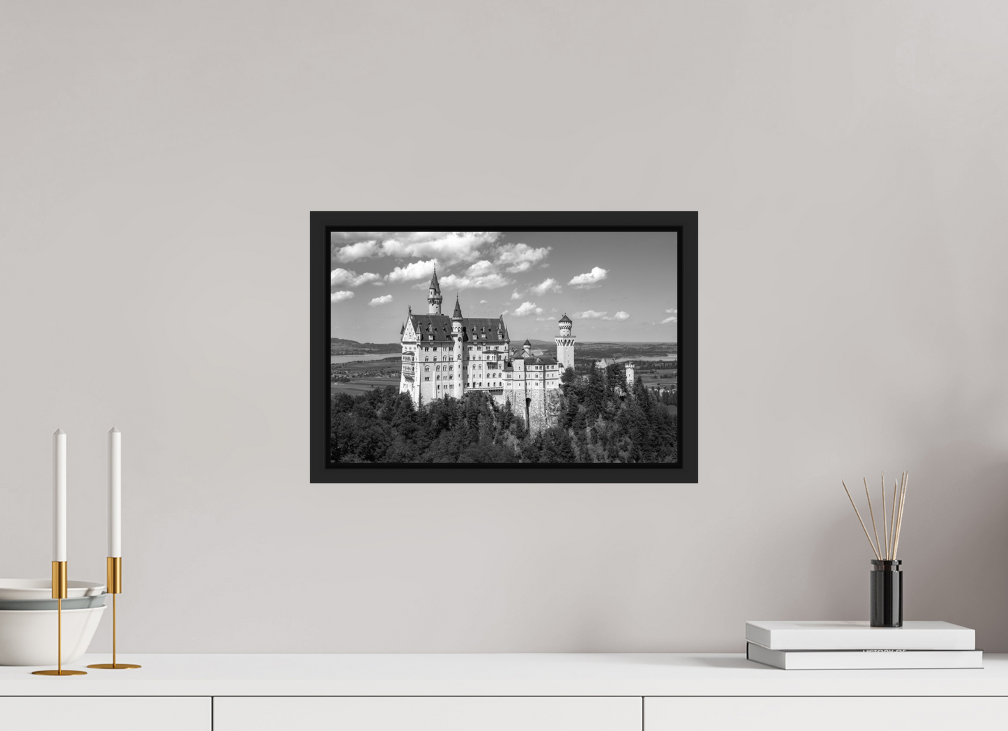 15 x 10″, B&W Paper Neuschwanstein Castle