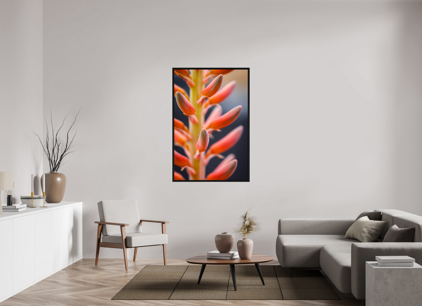 36 x 54″, Floater Frame Red Buds