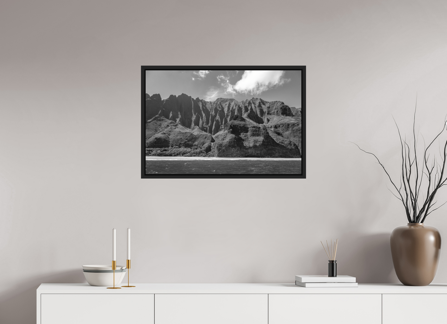 30 x 20″, B&W Paper Napali Coast