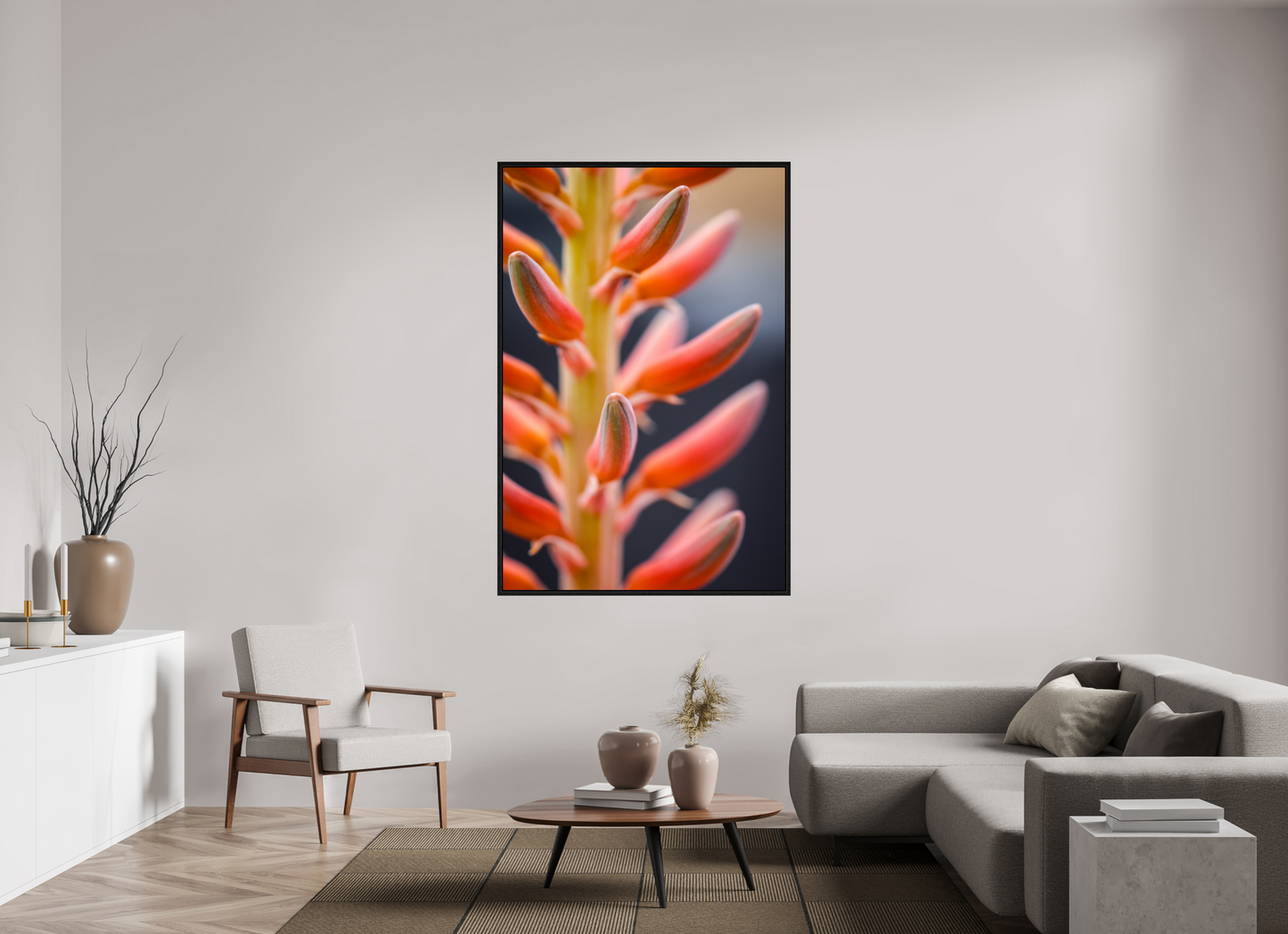 44 x 66″, Floater Frame Red Buds